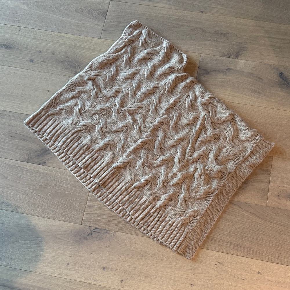 Eileen Fisher Tan Cable Knit Poncho